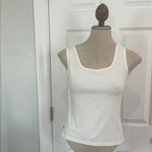 CRB White cotton stretch Tank Top Sleeveless Scoop Neck women’s size L 11 13